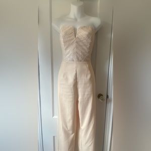 Sleeveless Sweetheart Neck Cream Jumpsuit Size Large